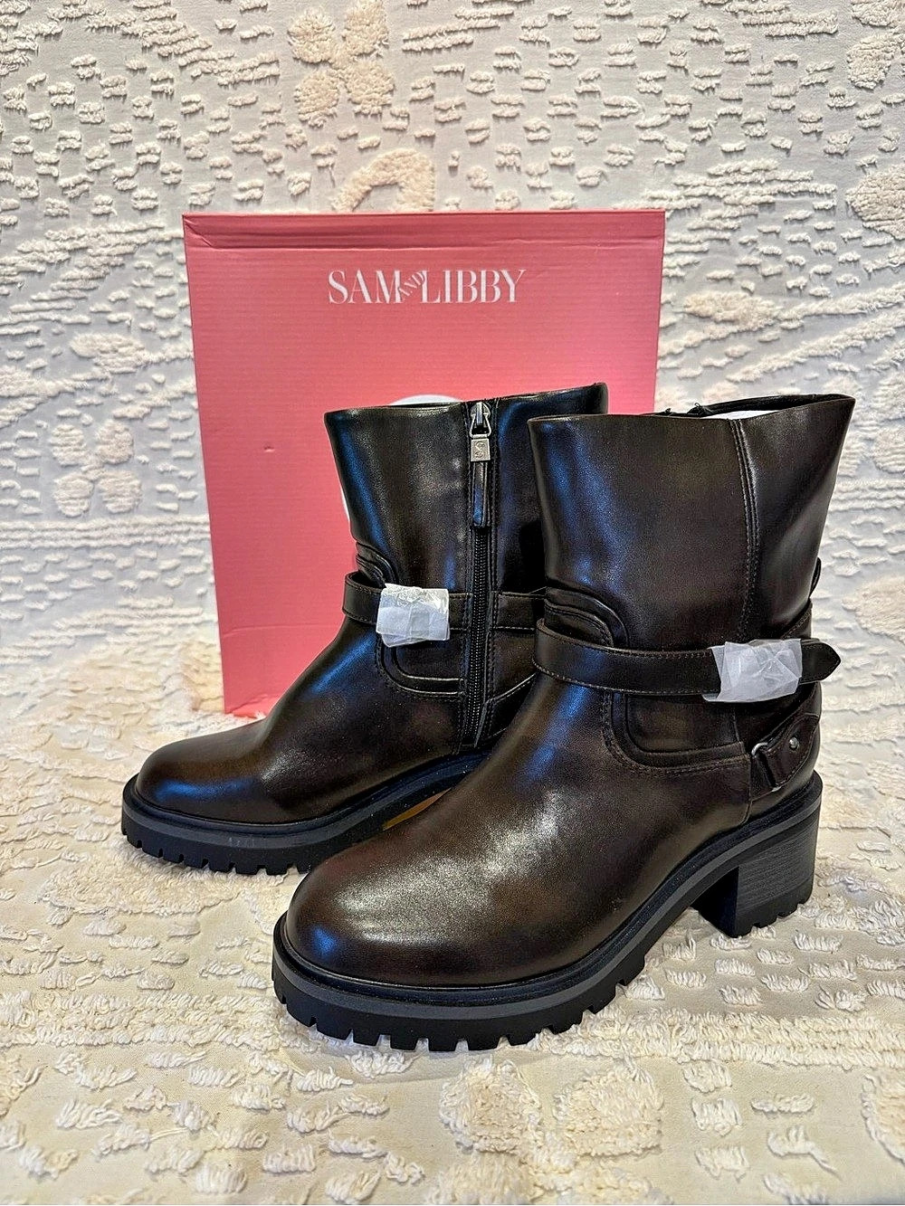 Sam & Libby Owen Black Heeled Boots US 10 NWT #765
